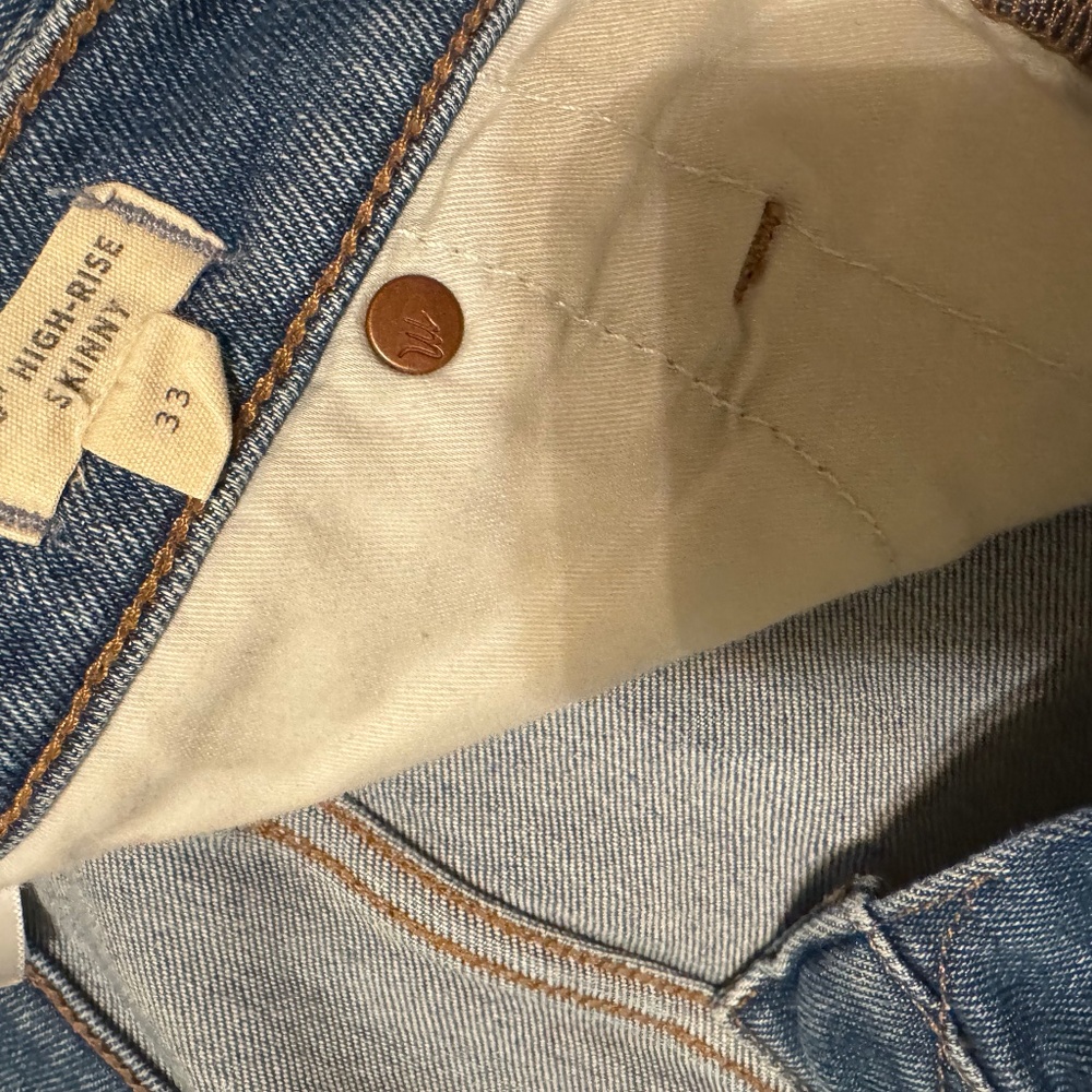 Madewell high rise skinny jean 33